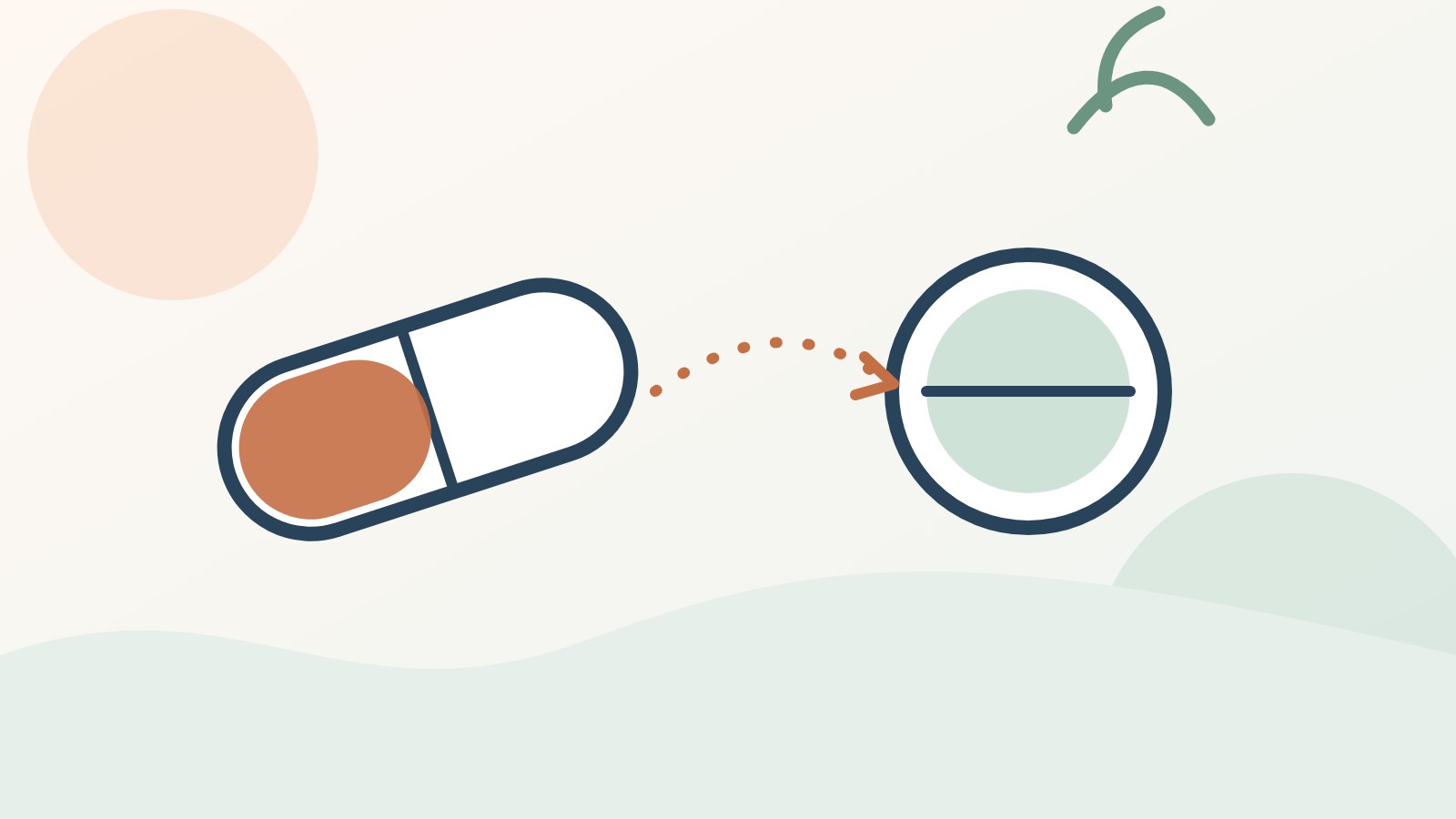 Zwei Medikamente als abstrakte Illustration